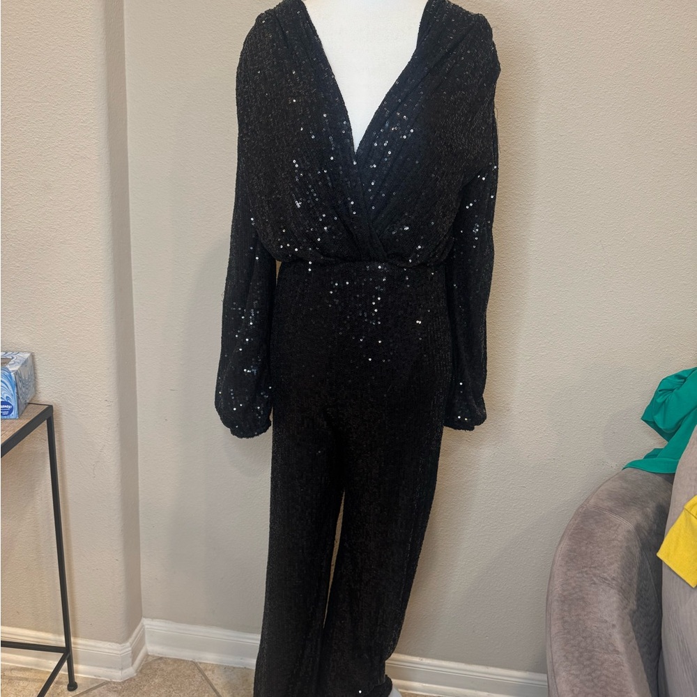 Fashion Nova Black Sparkle Jumpsuit